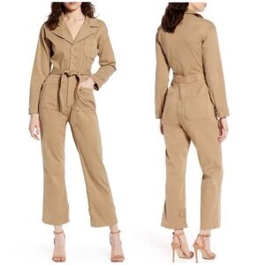 NEW Good American The On Duty Belted Jumpsuit Khaki
with Pockets Sz 3/ sz 10-12